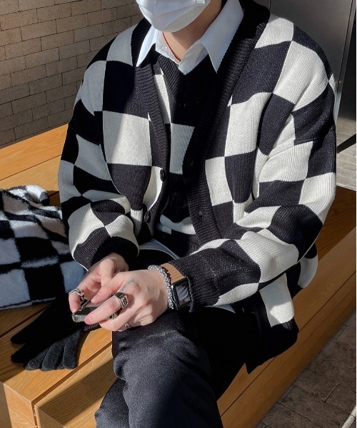 ASCLO（エジュクロ）の「ASCLO Chess Checker Heavy Knit Vest（ベスト・メンズ・ブラック/カーキ/スカイブルー・FREE）」の21枚目の写真