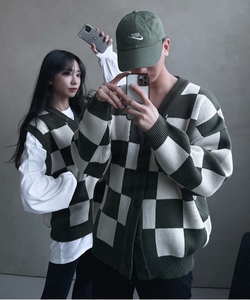 ASCLO（エジュクロ）の「ASCLO Chess Checker Heavy Knit Vest（ベスト・メンズ・ブラック/カーキ/スカイブルー・FREE）」の16枚目の写真