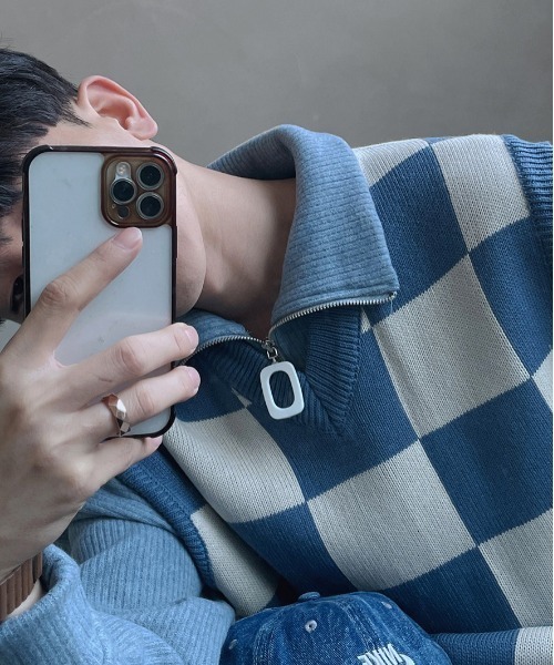 ASCLO（エジュクロ）の「ASCLO Chess Checker Heavy Knit Vest（ベスト・メンズ・ブラック/カーキ/スカイブルー・FREE）」の5枚目の写真