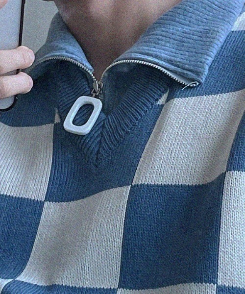 ASCLO（エジュクロ）の「ASCLO Chess Checker Heavy Knit Vest（ベスト・メンズ・ブラック/カーキ/スカイブルー・FREE）」の7枚目の写真