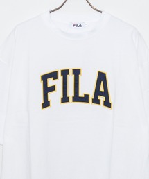 FILA（フィラ）の「FILA/フィラ 別注 綿100％ ブランド ロゴ刺繍 ロゴポケット カレッジロゴ バイカラー オーバーサイズ ドロップショルダー 半袖 Tシャツ（Tシャツ/カットソー・メンズ）」