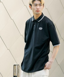 ワンポイントアーチロゴ ビッグシルエット ライン ポロ