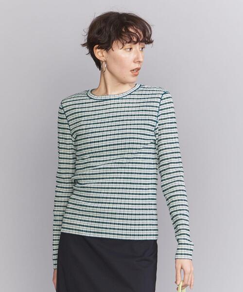 BEAUTY&YOUTH UNITED ARROWS(ビューティーアンドユースユナイテッドアローズ)の「BY チェック プルオーバーカットソー -ウォッシャブル-(Tシャツ/カットソー・レディース・ネイビー/オレンジ/ケリー・FREE)」の2枚目の写真