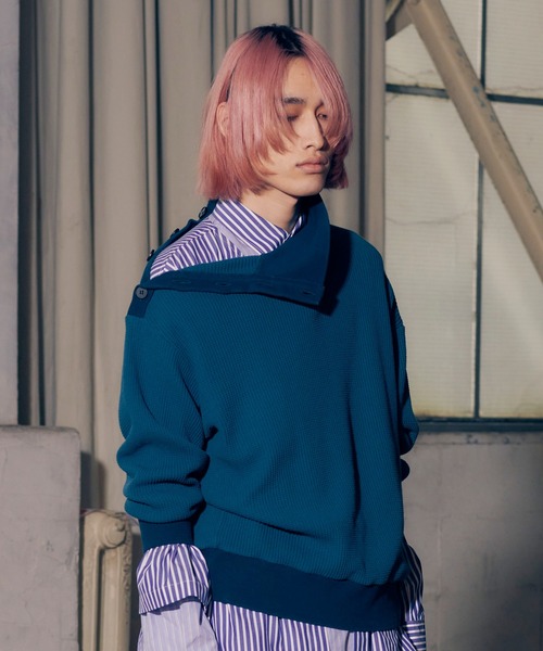 Wizzard（ウィザード）の「Wizzard ウィザード / BUTTON HINECK WAFFLE ボタンハイネックワッフルカットソー（Tシャツ/カットソー・メンズ・ホワイト/グリーン/ブラック・2/1/3）」の3枚目の写真