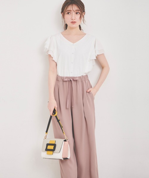 LAISSE PASSE(レッセパッセ)の「イージーワイドパンツ(スラックス・レディース・スモークピンク/グレイッシュブルー・MEDIUM/SMALL)」の5枚目の写真
