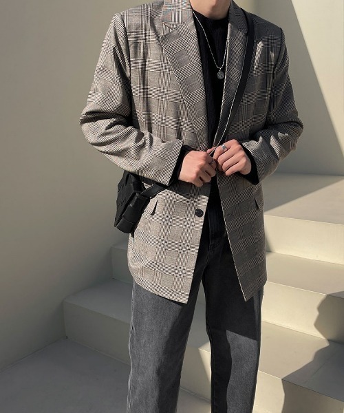 ASCLO（エジュクロ）の「ASCLO Go Check Blazer Jacket（テーラードジャケット・メンズ・ベージュ・FREE）」の4枚目の写真