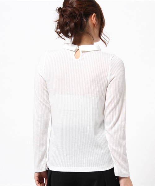DISCOAT（ディスコート）の「【Discoat】リブ衿付きロンT（Tシャツ/カットソー・レディース・オフホワイト/ライトグレー/チャコールグレー・ﾌﾘ-）」の6枚目の写真
