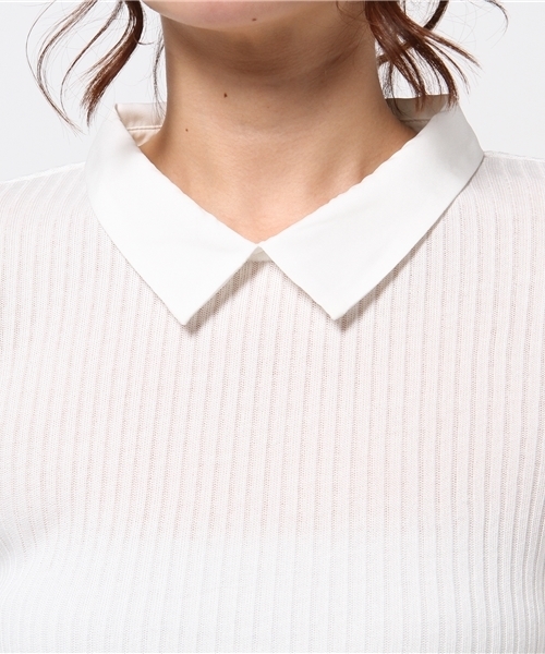 DISCOAT（ディスコート）の「【Discoat】リブ衿付きロンT（Tシャツ/カットソー・レディース・オフホワイト/ライトグレー/チャコールグレー・ﾌﾘ-）」の8枚目の写真