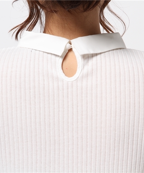 DISCOAT（ディスコート）の「【Discoat】リブ衿付きロンT（Tシャツ/カットソー・レディース・オフホワイト/ライトグレー/チャコールグレー・ﾌﾘ-）」の9枚目の写真