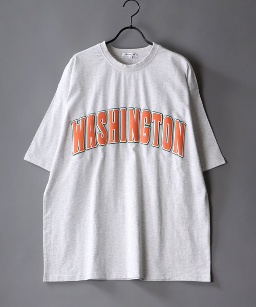 SITRY（シトリー）の「wide silhouette college print T-shirt/ワイドシルエット カレッジプリント ラグラン Tシャツ（Tシャツ/カットソー・メンズ・アッシュグレー/ブラック/オフホワイト/イエロー/グリーン/ホワイト系その他/グレー系その他・M/L）」の5枚目の写真