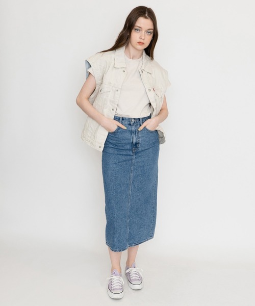 Levi's(リーバイス)の「Levi's/リーバイス WELLTHREAD トラッカージャケットベスト WILD OAK ROSE(ベスト・レディース・ライトインディゴブルー・M/S/XS)」の7枚目の写真