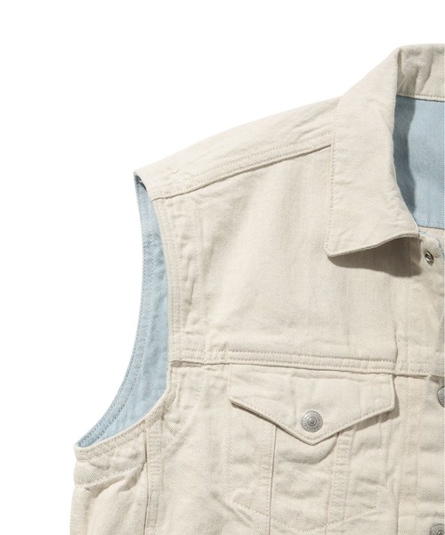 Levi's(リーバイス)の「Levi's/リーバイス WELLTHREAD トラッカージャケットベスト WILD OAK ROSE(ベスト・レディース・ライトインディゴブルー・M/S/XS)」の15枚目の写真