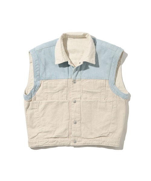 Levi's(リーバイス)の「Levi's/リーバイス WELLTHREAD トラッカージャケットベスト WILD OAK ROSE(ベスト・レディース・ライトインディゴブルー・M/S/XS)」の18枚目の写真