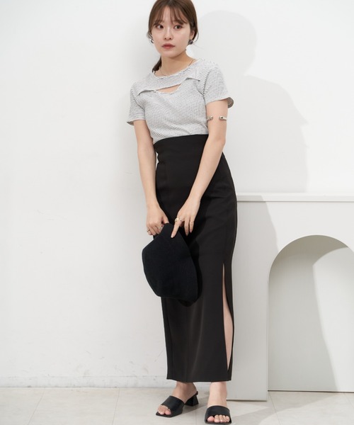 VANNIE U(ヴァニーユー)の「ダブルアーチボーダーTシャツ(Tシャツ/カットソー・レディース・ホワイト/ブラック/レッド/イエロー・FREE)」の18枚目の写真