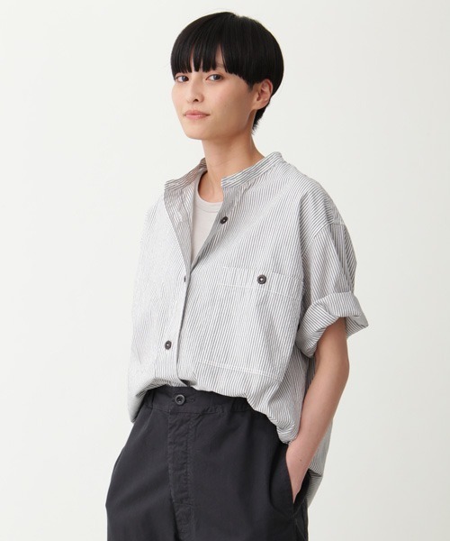MHL.（エムエイチエル）の「COTTON LINEN STRIPE（シャツ/ブラウス 