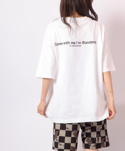 FLASH PACKER(フラッシュパッカー)の「FLASH PACKER コットン・オーバーサイズTシャツ(Tシャツ/カットソー・メンズ・ブラック/ホワイト/カーキ・XL/L/M)」の6枚目の写真