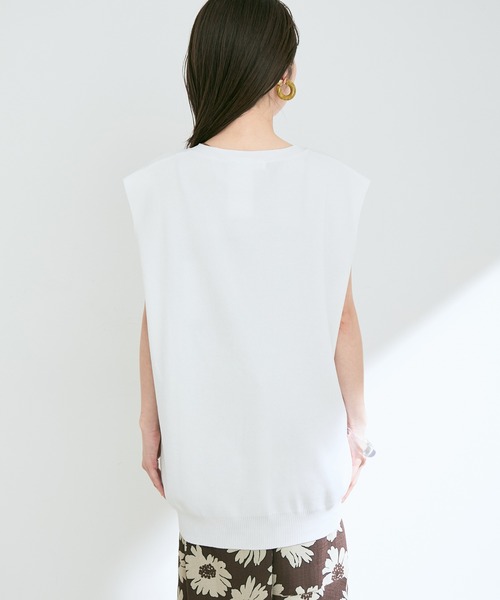 VIS（ビス）の「【接触冷感】【セットアップ対応】フレンチスリーブニットベスト（ベスト・レディース・ネイビー/オフホワイト/ダークブラウン・FREE）」の20枚目の写真