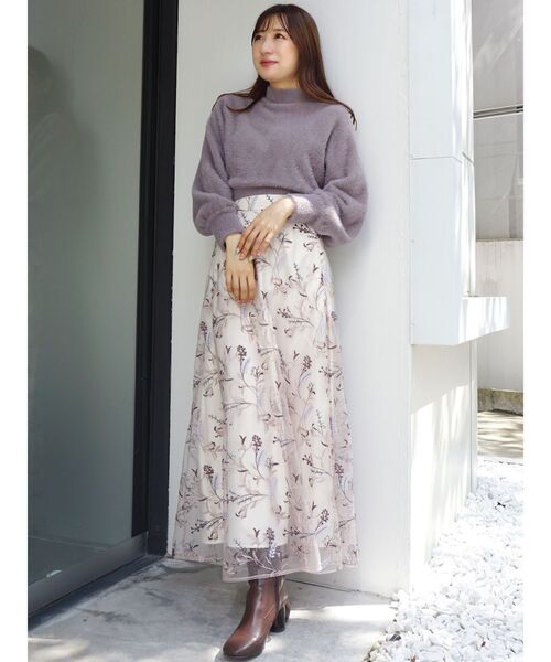 MERCURYDUO（マーキュリーデュオ）の「ボトルネックミニシャギーロングスリーブニット（ニット/セーター・レディース・アイボリー/ラベンダー/ダークブラウン/ブラウン/パープル・FREE）」の18枚目の写真