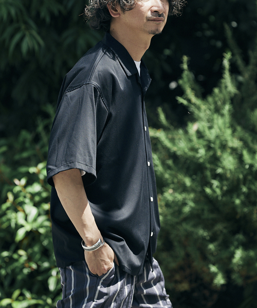 オーバーサイズ サテンオープンカラーシャツ（シャツ/ブラウス