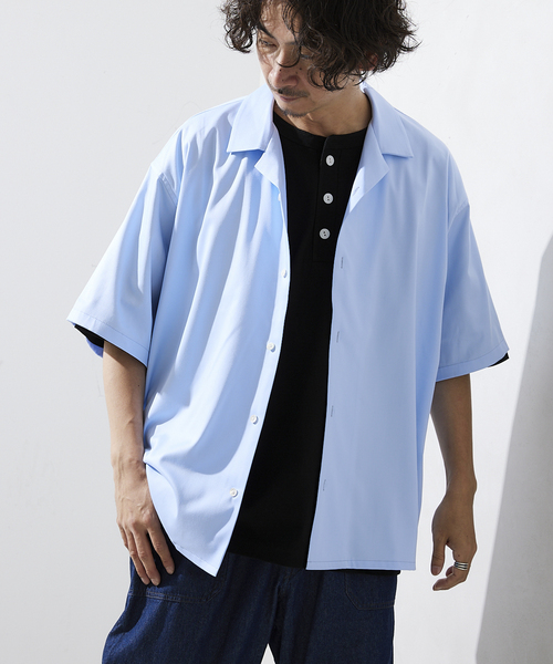 JOURNAL STANDARD relume(ジャーナルスタンダード レリューム)の「オーバーサイズ サテンオープンカラーシャツ(シャツ/ブラウス・メンズ・ブラック/サックスブルー/ナチュラル・MEDIUM/LARGE)」の11枚目の写真