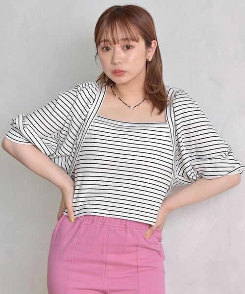 ems excite(エムズエキサイト)の「ボレロキャミSET(Tシャツ/カットソー・レディース・アイボリー/ブラック系その他3/ラベンダー・FREE)」の18枚目の写真