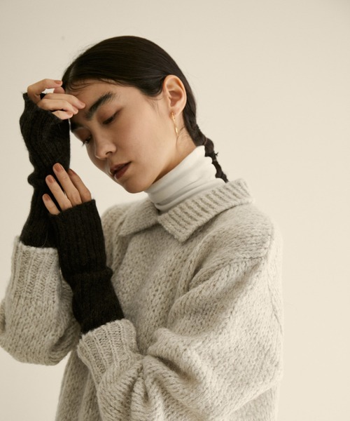 WILLIAM BRUNTON（ウィリアムブラントン）の「【William Brunton（ウイリアムブラントン）】3ply RIB WRIST WARMER（手袋・レディース・チャコールグレー/ベージュ/グレー/オレンジ・FREE）」の2枚目の写真