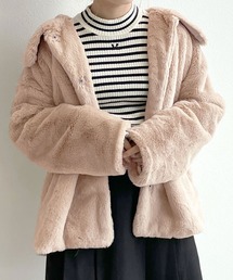 フェイクファービッグカラーショートコート