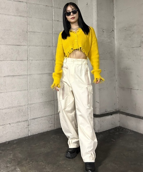 FIG&VIPER（フィグアンドバイパー）の「ダメージショートニットカーデ（カーディガン/ボレロ・レディース・ブラック/パープル/イエロー/レッド系その他・FREE）」の21枚目の写真