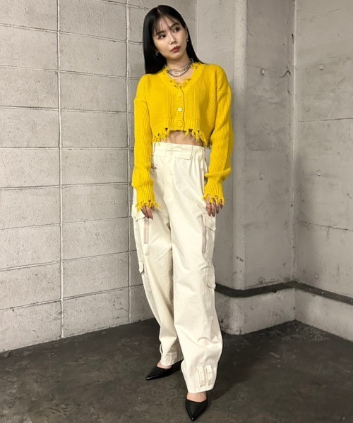 FIG&VIPER（フィグアンドバイパー）の「ダメージショートニットカーデ（カーディガン/ボレロ・レディース・ブラック/パープル/イエロー/レッド系その他・FREE）」の20枚目の写真