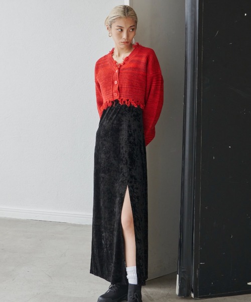 FIG&VIPER（フィグアンドバイパー）の「ダメージショートニットカーデ（カーディガン/ボレロ・レディース・ブラック/パープル/イエロー/レッド系その他・FREE）」の8枚目の写真