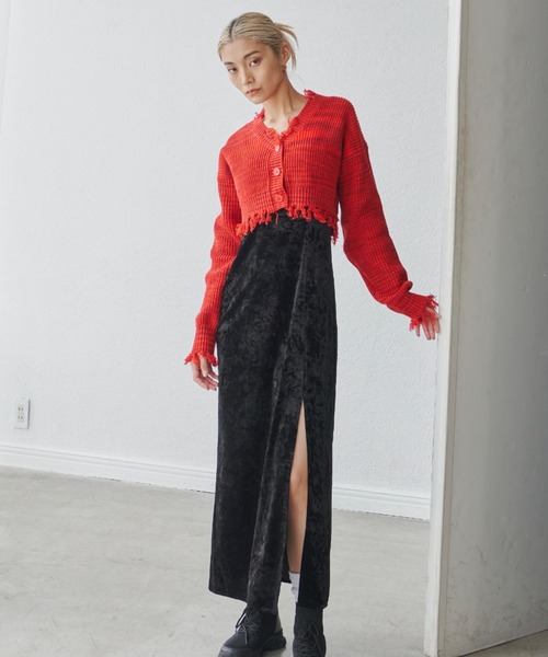 FIG&VIPER（フィグアンドバイパー）の「ダメージショートニットカーデ（カーディガン/ボレロ・レディース・ブラック/パープル/イエロー/レッド系その他・FREE）」の9枚目の写真