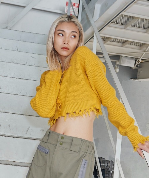 FIG&VIPER（フィグアンドバイパー）の「ダメージショートニットカーデ（カーディガン/ボレロ・レディース・ブラック/パープル/イエロー/レッド系その他・FREE）」の7枚目の写真