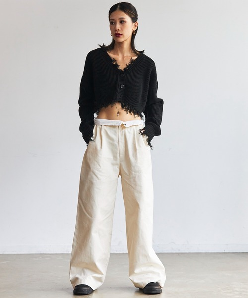 FIG&VIPER（フィグアンドバイパー）の「ダメージショートニットカーデ（カーディガン/ボレロ・レディース・ブラック/パープル/イエロー/レッド系その他・FREE）」の11枚目の写真