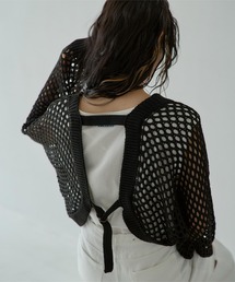 miette | ﾒｯｼｭ編みﾊﾞｯｸﾍﾞﾙﾄｱｰﾑﾎﾞﾚﾛ(カーディガン/ボレロ)