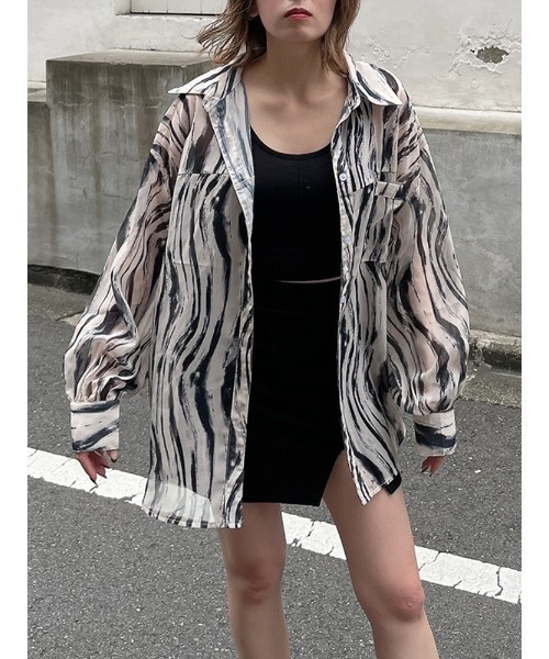 ENVYM（アンビー）の「スイッチングシアーＳＨ（シャツ/ブラウス・レディース・ホワイト/グレー/その他・FREE）」の3枚目の写真