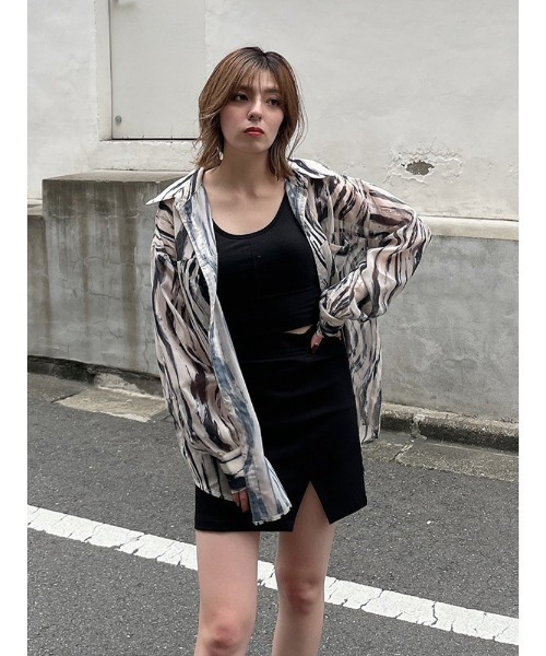 ENVYM（アンビー）の「スイッチングシアーＳＨ（シャツ/ブラウス・レディース・ホワイト/グレー/その他・FREE）」の4枚目の写真