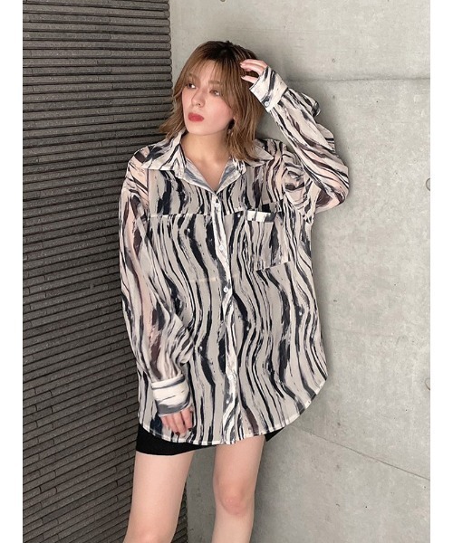 ENVYM（アンビー）の「スイッチングシアーＳＨ（シャツ/ブラウス・レディース・ホワイト/グレー/その他・FREE）」の7枚目の写真