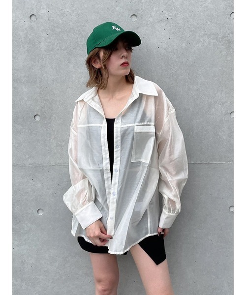 ENVYM（アンビー）の「スイッチングシアーＳＨ（シャツ/ブラウス・レディース・ホワイト/グレー/その他・FREE）」の12枚目の写真