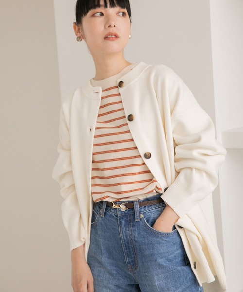 LOWRYS FARM(ローリーズファーム)の「2WAYBIGクルーカーディガン 296365(カーディガン/ボレロ・レディース・アイボリー/ブラック/パープル/レッド・FREE)」の1枚目の写真