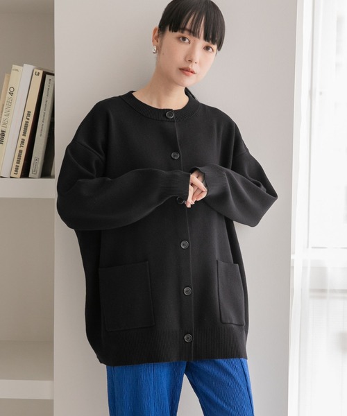 LOWRYS FARM(ローリーズファーム)の「2WAYBIGクルーカーディガン 296365(カーディガン/ボレロ・レディース・アイボリー/ブラック/パープル/レッド・FREE)」の2枚目の写真
