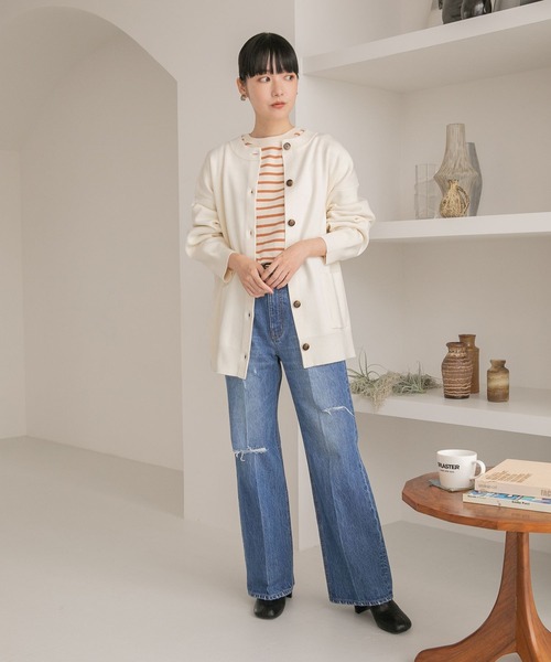 LOWRYS FARM(ローリーズファーム)の「2WAYBIGクルーカーディガン 296365(カーディガン/ボレロ・レディース・アイボリー/ブラック/パープル/レッド・FREE)」の5枚目の写真