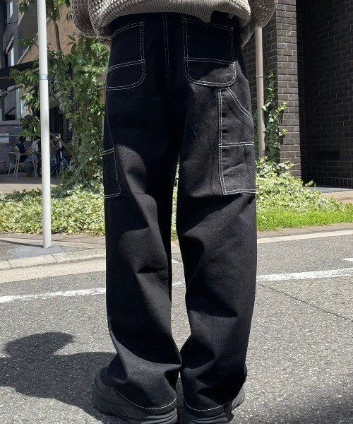 Chikashitsu +(チカシツプラス)の「【Chikashitsu +/チカシツプラス】stitch painter pants/ステッチパンツ デニムパンツ(その他パンツ・メンズ・ブラック・S/M)」の4枚目の写真