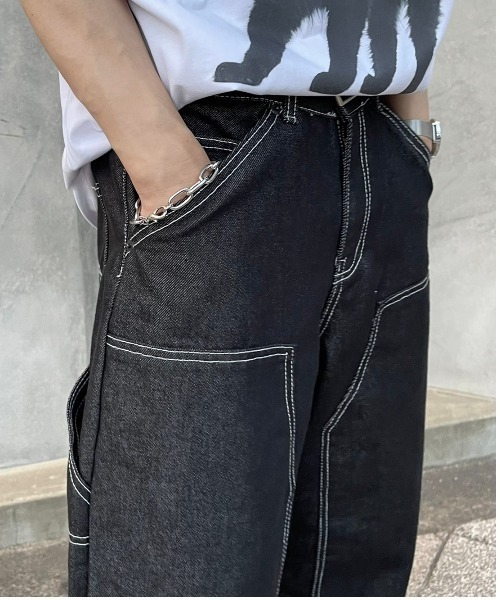 Chikashitsu +(チカシツプラス)の「【Chikashitsu +/チカシツプラス】stitch painter pants/ステッチパンツ デニムパンツ(その他パンツ・メンズ・ブラック・S/M)」の22枚目の写真