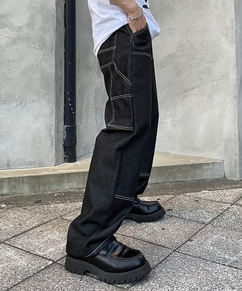 Chikashitsu +(チカシツプラス)の「【Chikashitsu +/チカシツプラス】stitch painter pants/ステッチパンツ デニムパンツ(その他パンツ・メンズ・ブラック・S/M)」の16枚目の写真