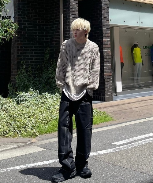 Chikashitsu +(チカシツプラス)の「【Chikashitsu +/チカシツプラス】stitch painter pants/ステッチパンツ デニムパンツ(その他パンツ・メンズ・ブラック・S/M)」の15枚目の写真