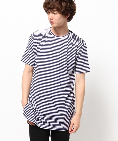 HARE(ハレ)の「ロングボーダーカットソー(HARE)(Tシャツ/カットソー・メンズ・オフホワイト/グレー/ブルー・SMALL/MEDIUM)」の3枚目の写真