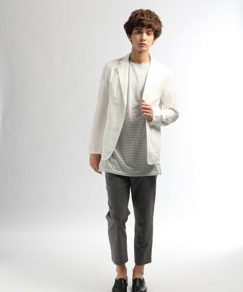 HARE(ハレ)の「ロングボーダーカットソー(HARE)(Tシャツ/カットソー・メンズ・オフホワイト/グレー/ブルー・SMALL/MEDIUM)」の7枚目の写真