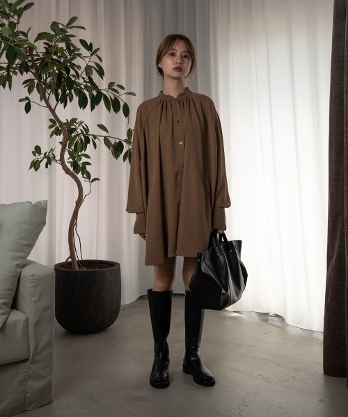 Amiur（エミレ）の「dolman sleeve stitch over shirt（シャツ/ブラウス・レディース・ホワイト/ブラウン・FREE）」の7枚目の写真