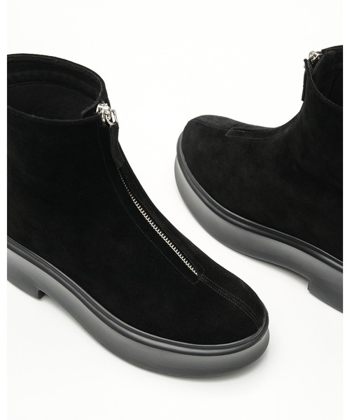 セール】ラウンドトゥ ボリュームソール フロントジップブーツ（ブーツ