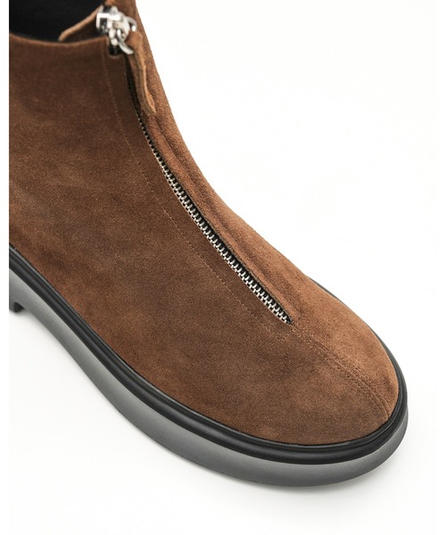 セール】ラウンドトゥ ボリュームソール フロントジップブーツ（ブーツ